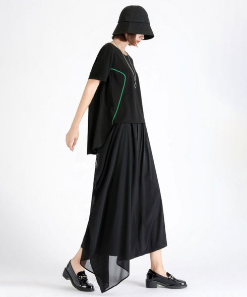 Draped Asymmetric Wide Pants